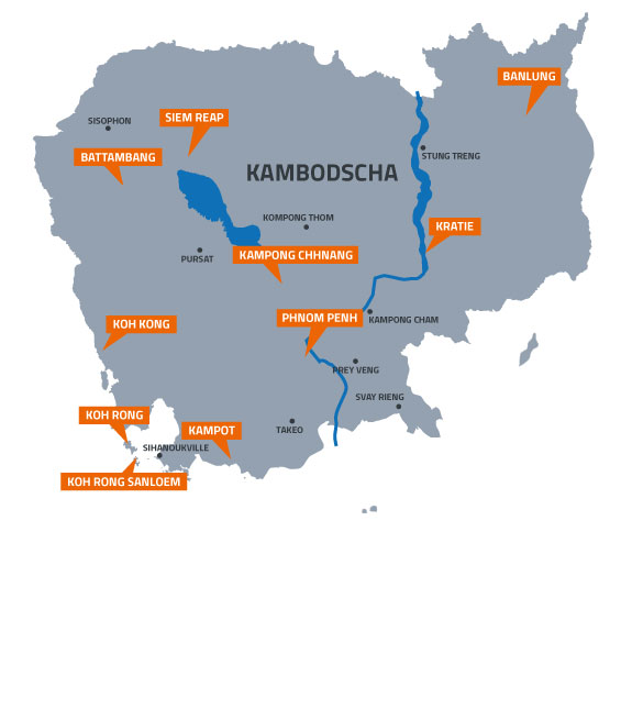 Karte von Kambodscha - Kambodscha mit Kindern