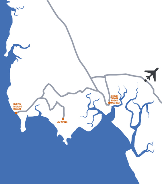 Karte Krabi - Krabi mit Kindern