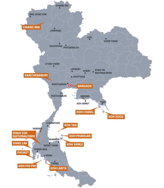 Karte Thailand - Thailand mit Kindern